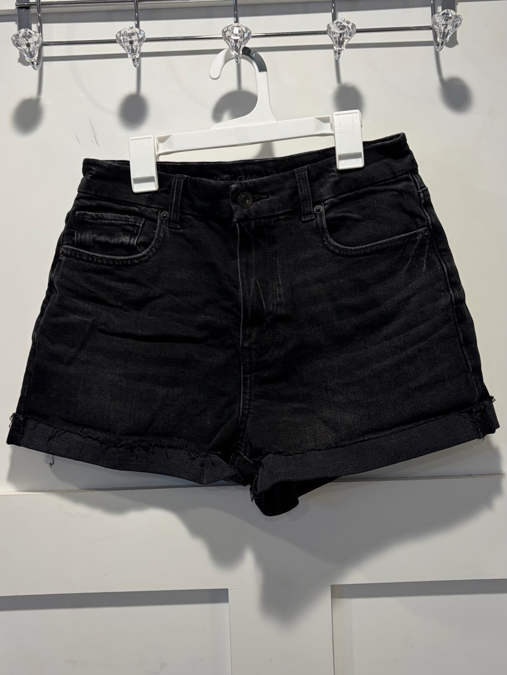 Never worn American Eagle Outfitters Black High-Rise Cuffed Curvy Mom Shorts
